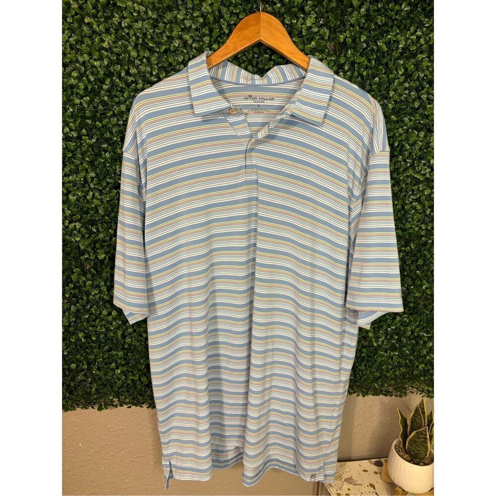 Peter Millar Polo Shirt Men’s X-Large Short Sleeve Golf Lightweight Striped